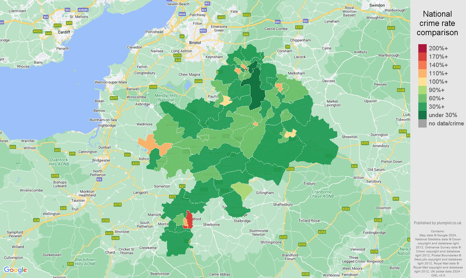 Bath crime rate comparison map