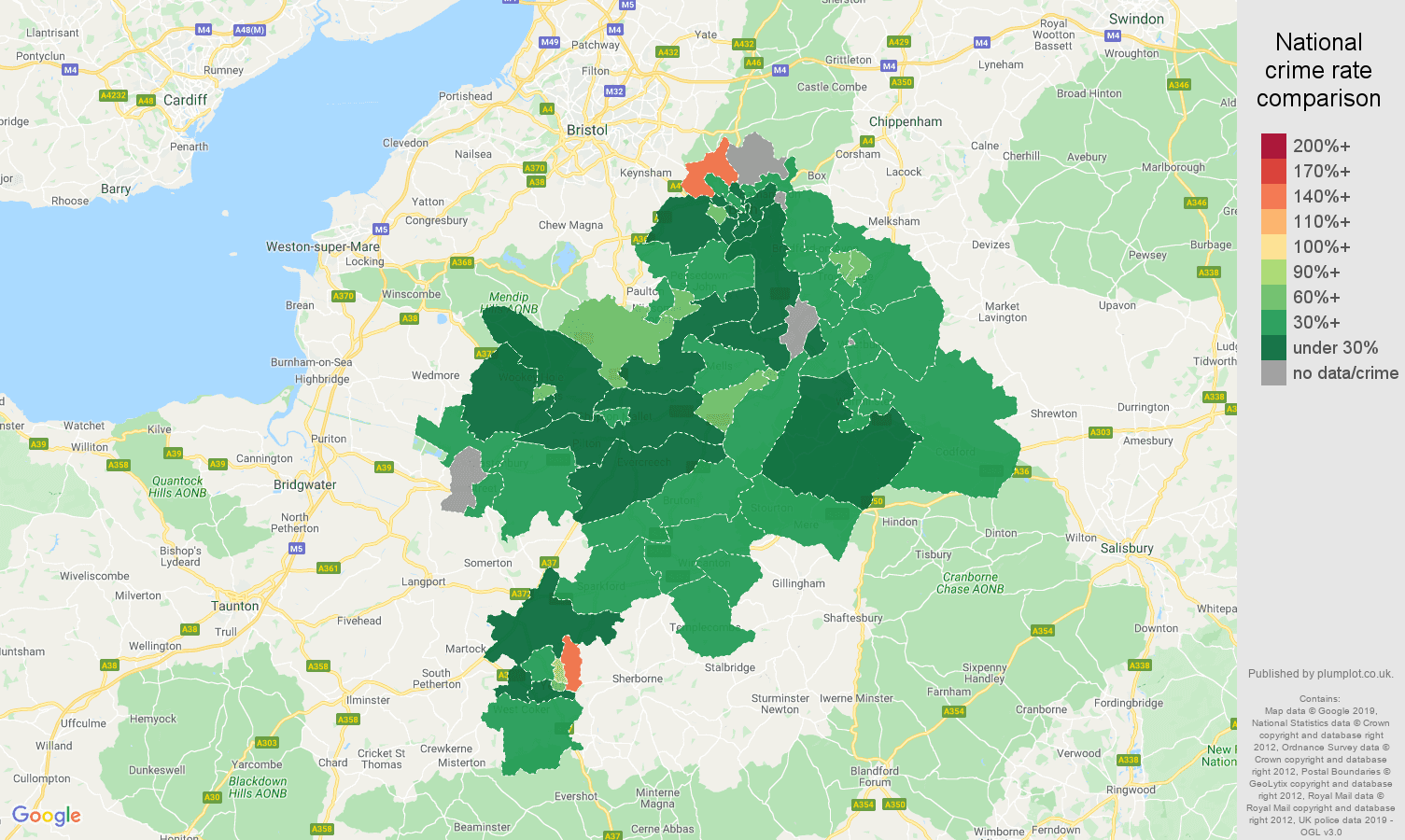 Bath other crime rate comparison map