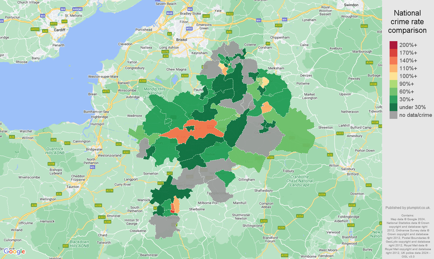 Bath possession of weapons crime rate comparison map
