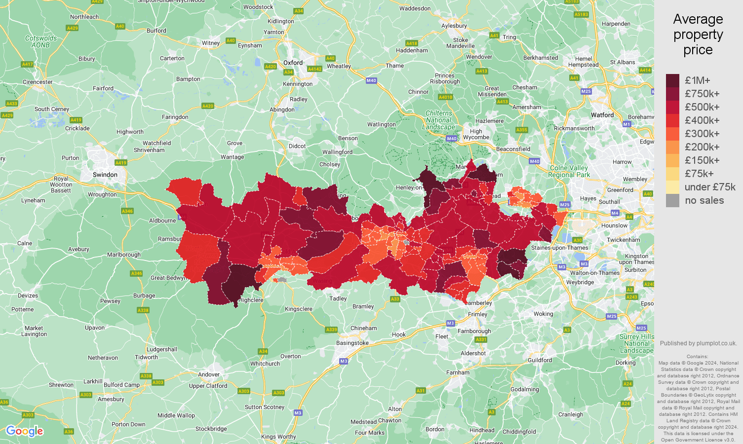 Berkshire house prices map