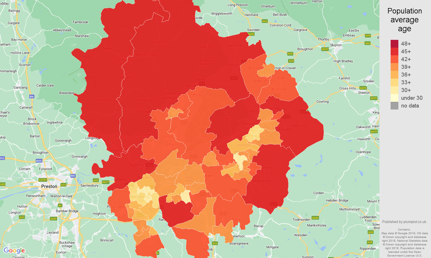 Blackburn population stats in maps and graphs.