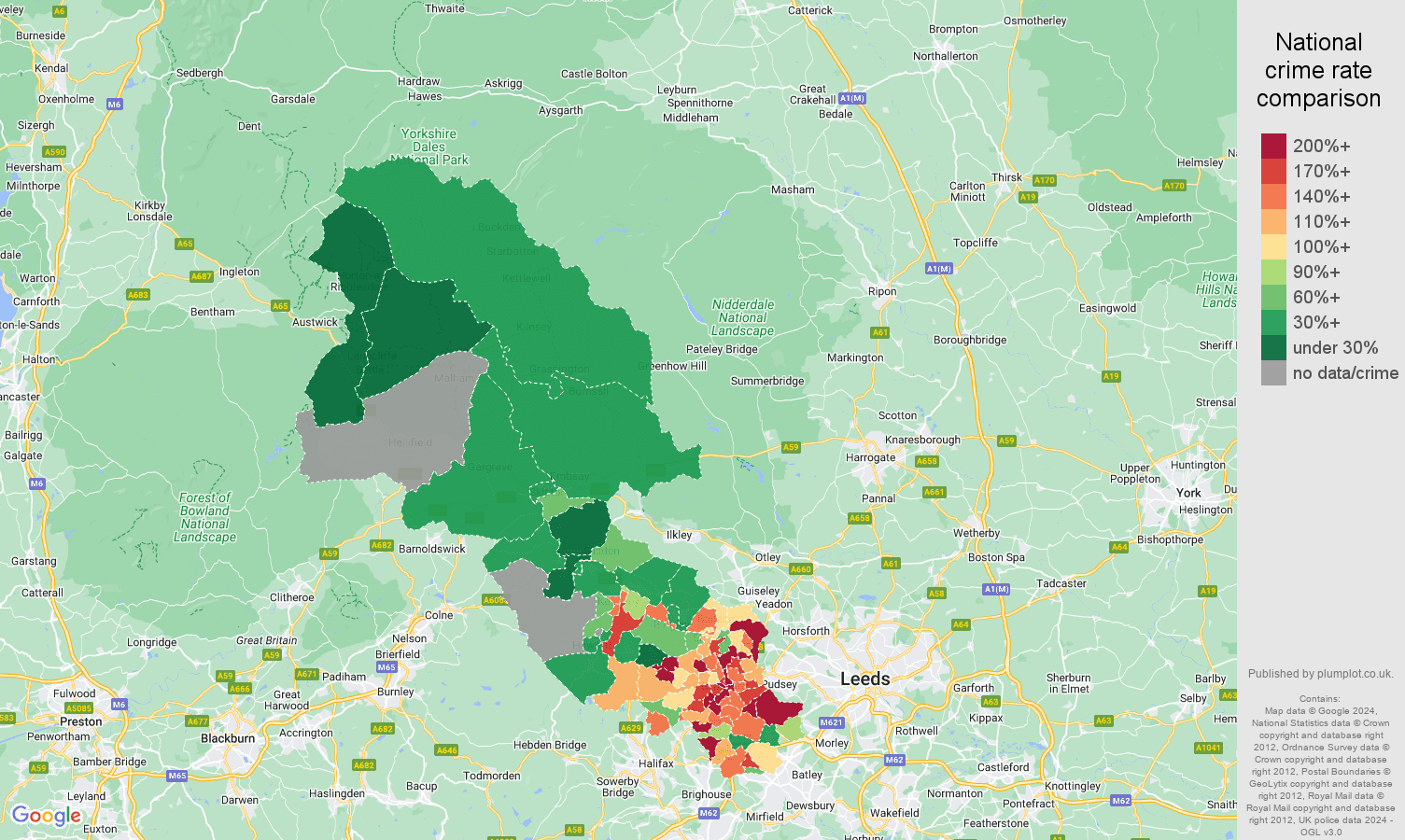 Bradford drugs crime rate comparison map