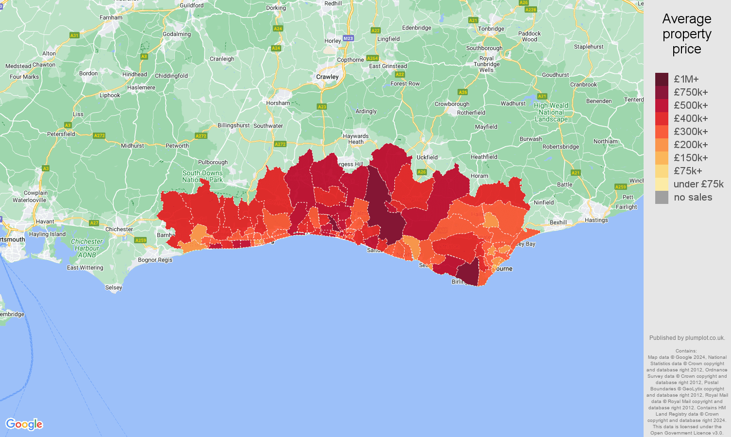 Brighton house prices map