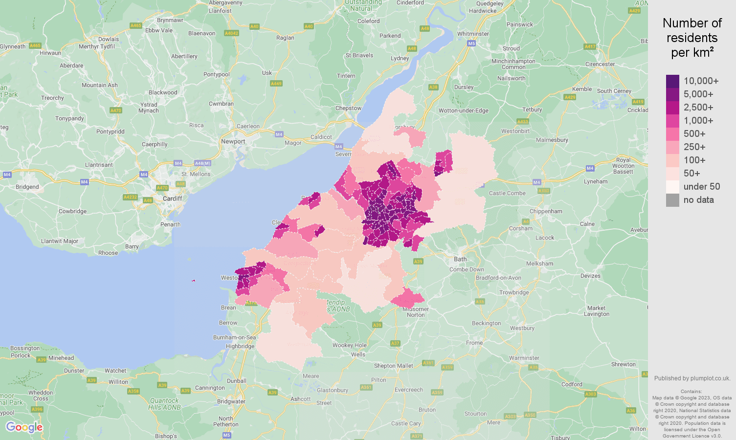 Bristol population stats in maps and graphs.
