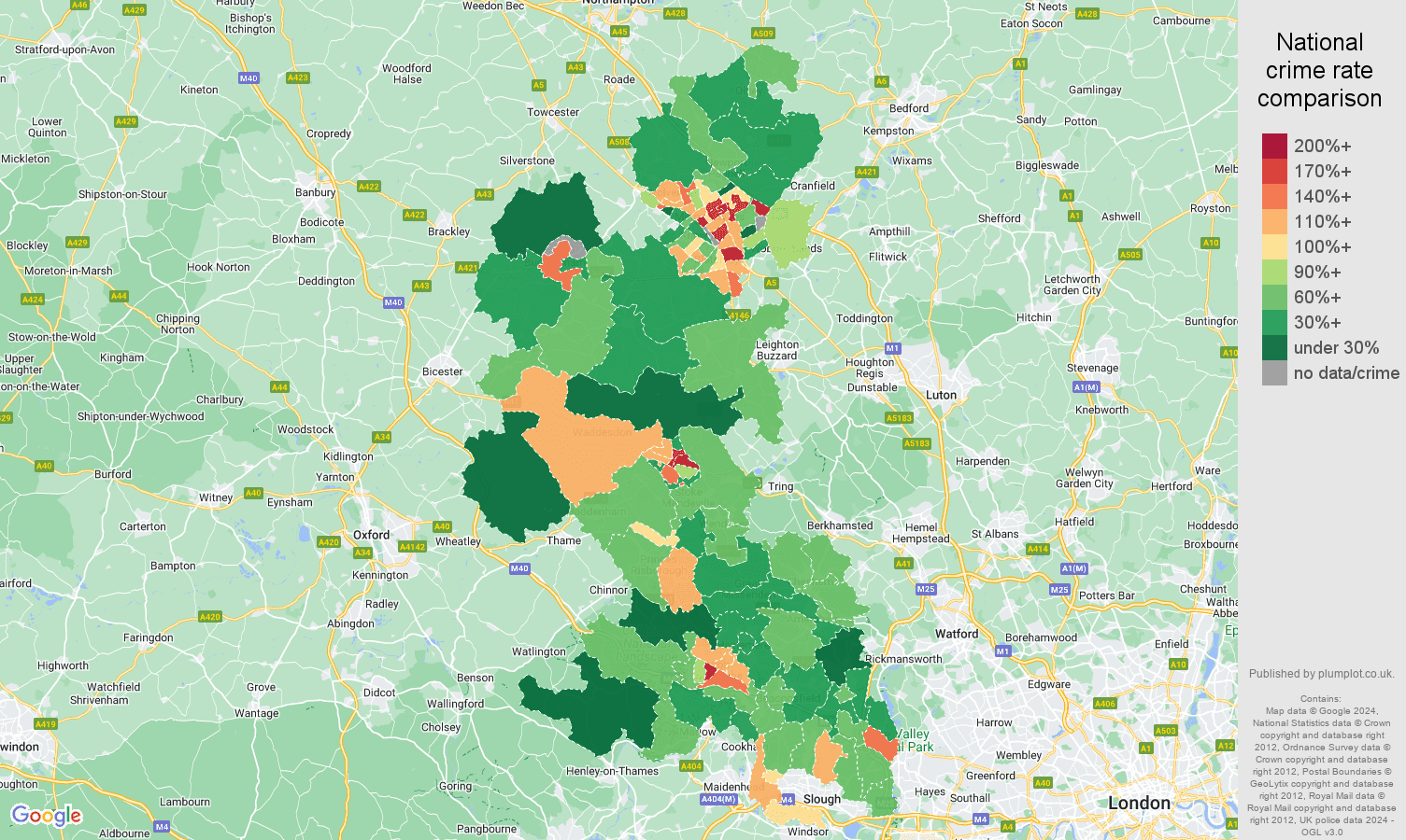Buckinghamshire public order crime rate comparison map