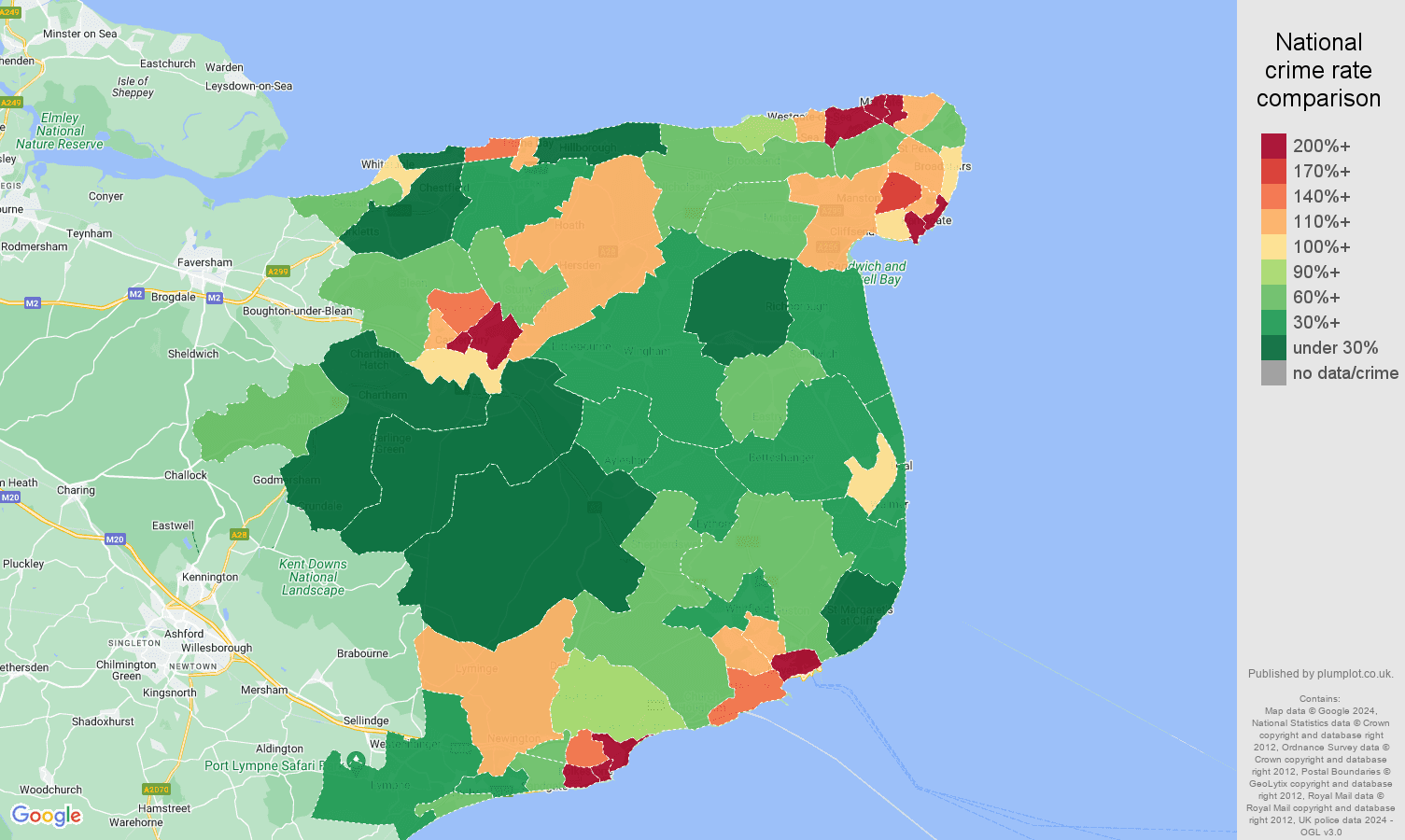 Canterbury drugs crime rate comparison map