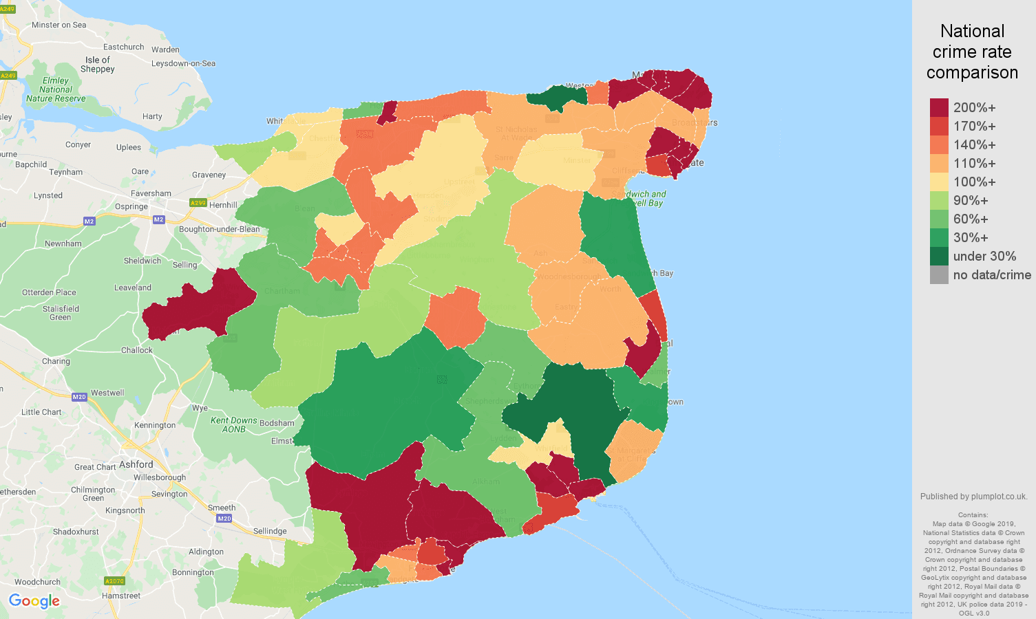 Canterbury other crime rate comparison map