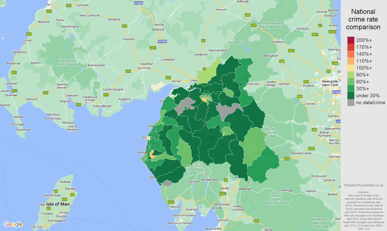 Carlisle antisocial behaviour crime rate comparison map