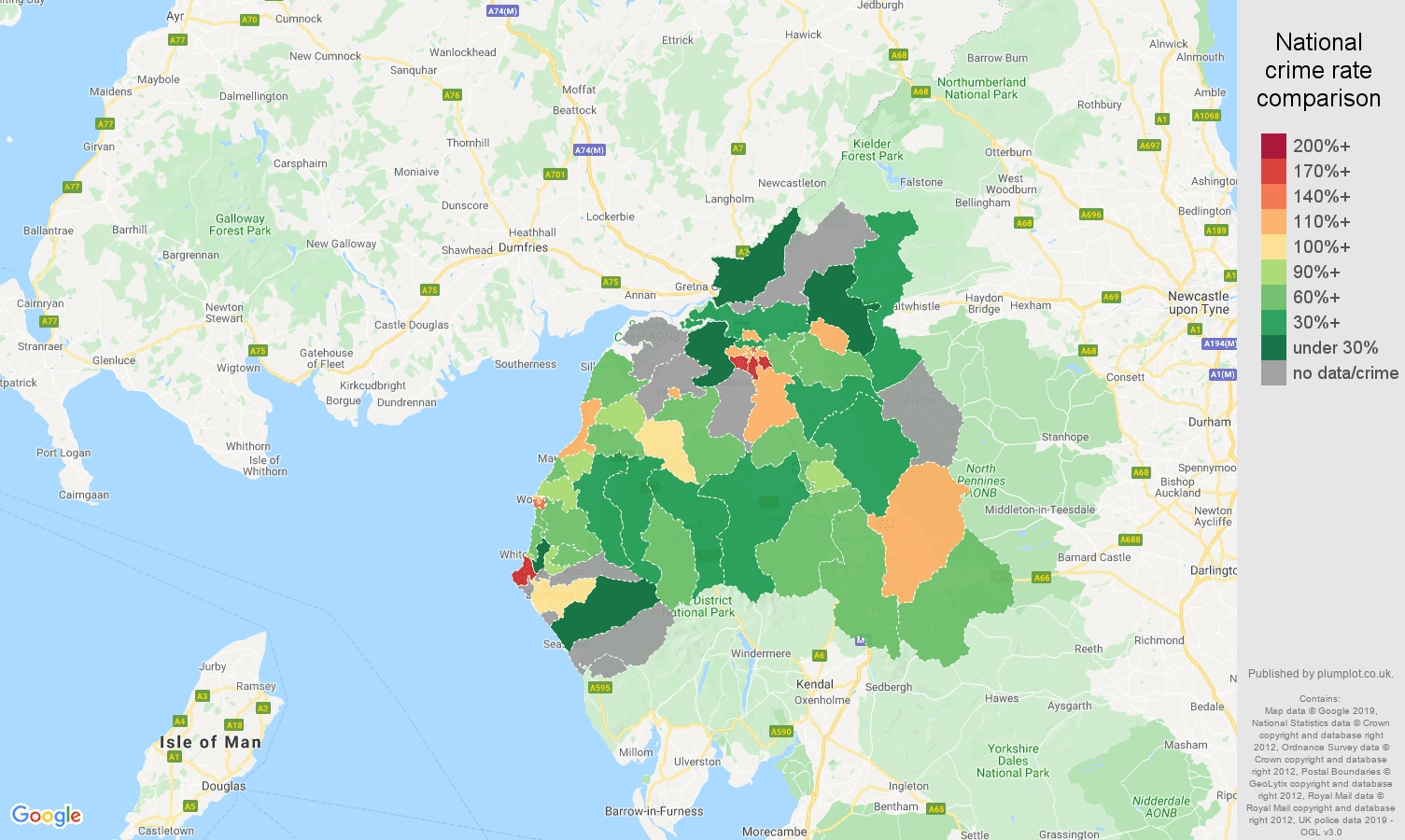 Carlisle other crime rate comparison map