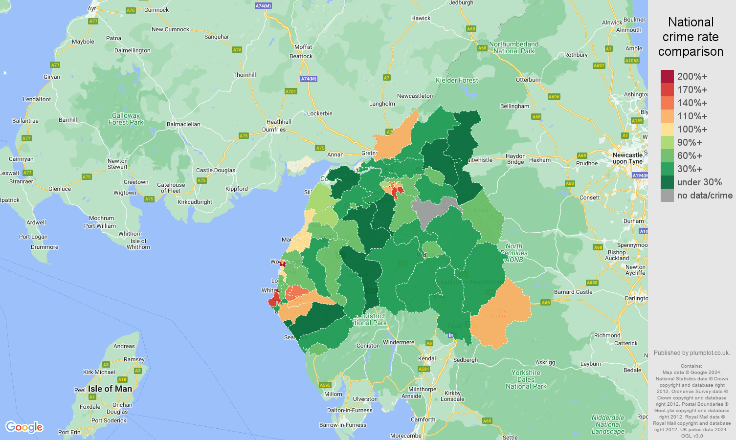 Carlisle public order crime rate comparison map