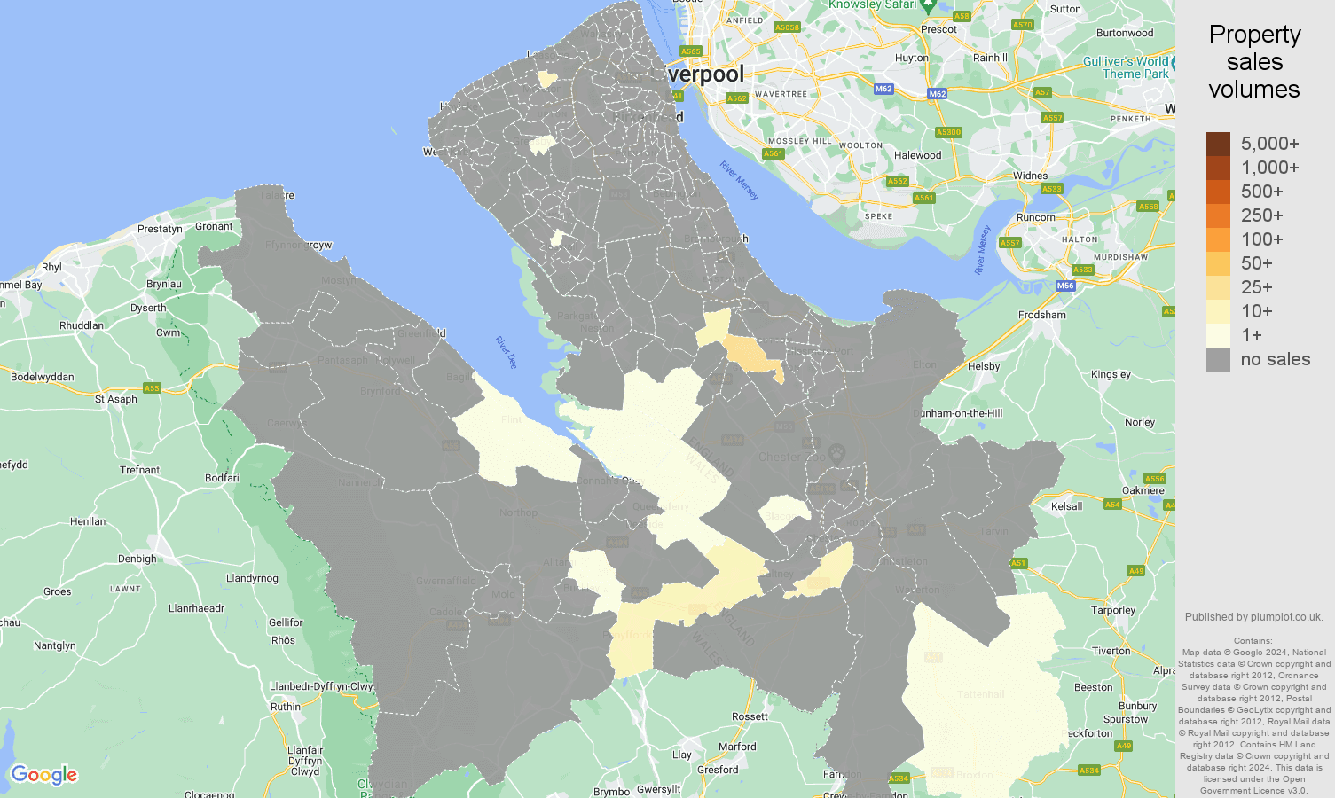 Chester map of sales of new properties