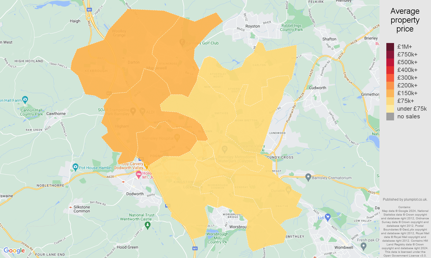 Barnsley house prices map