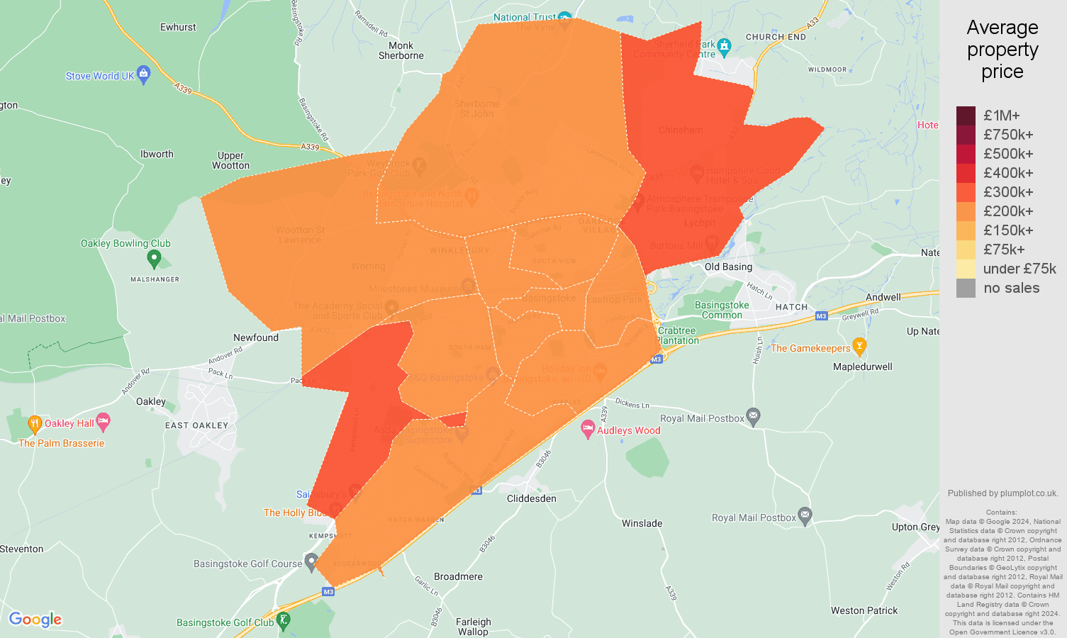 Basingstoke house prices map