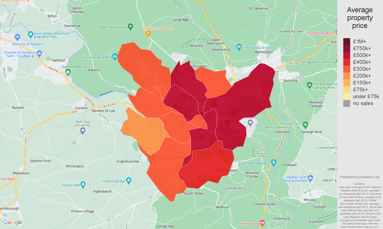 Bath house prices map