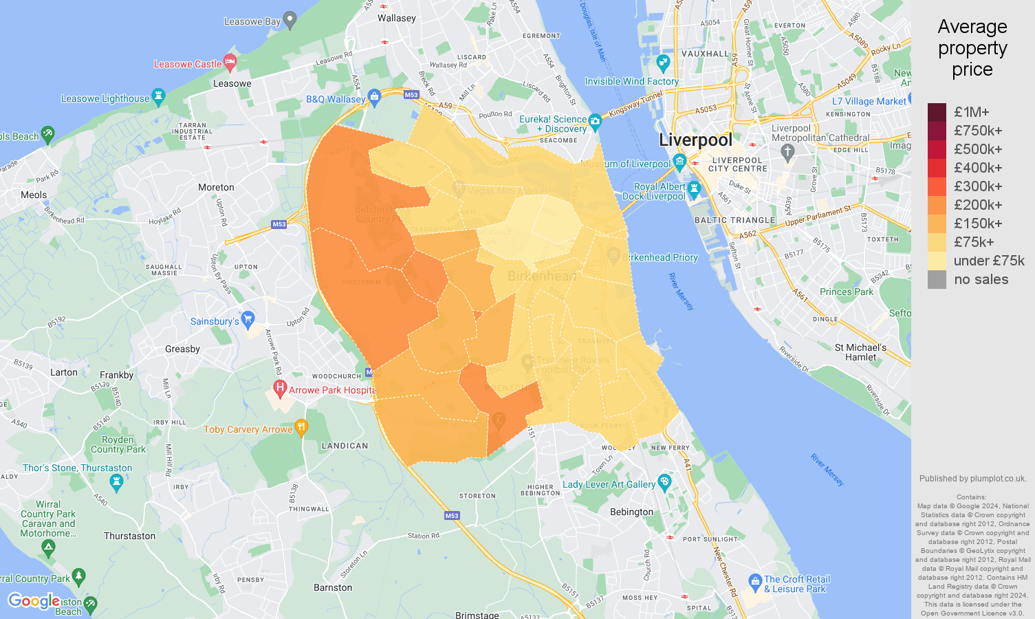 Birkenhead house prices map