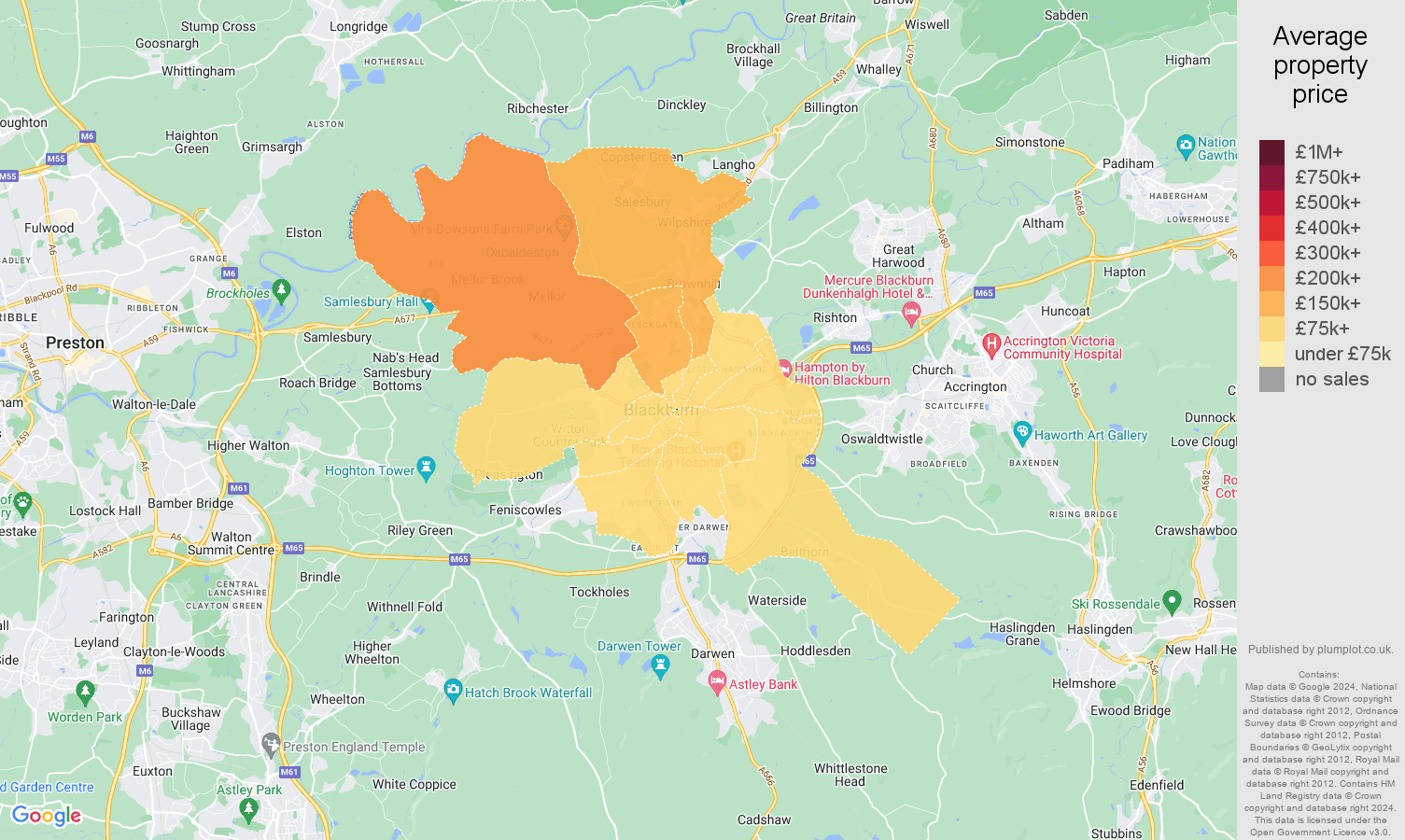 Blackburn house prices map