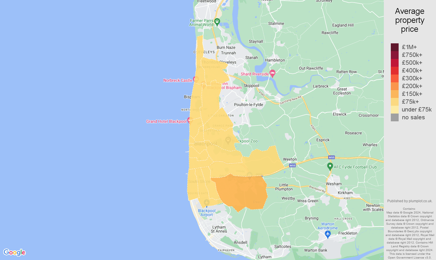 Blackpool house prices map