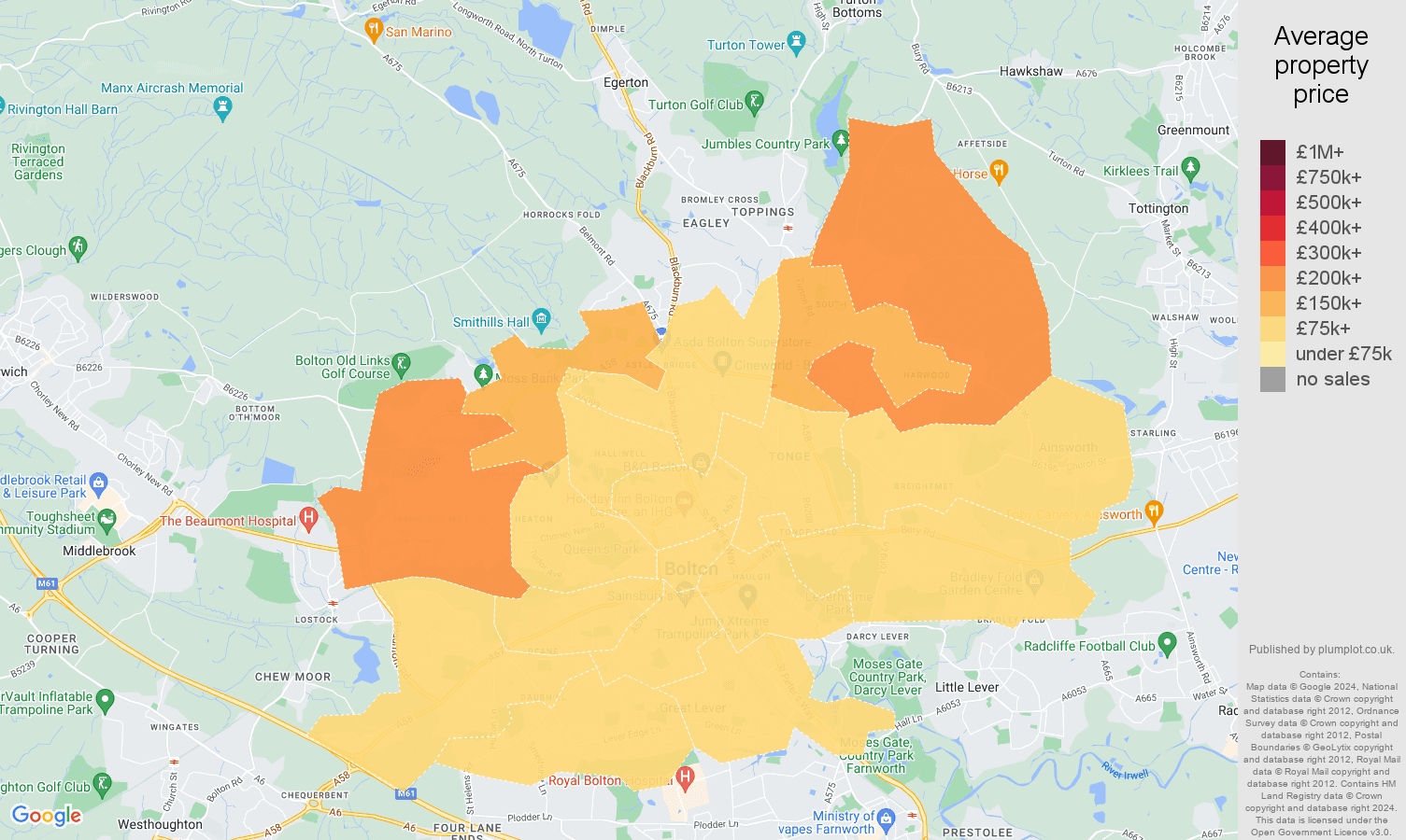 Bolton house prices map