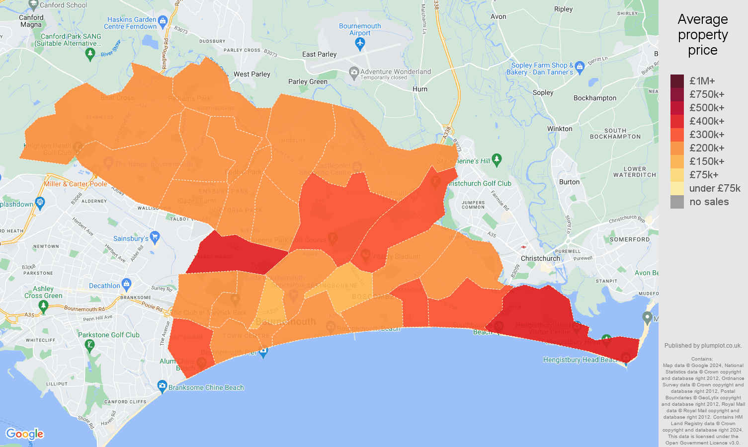 Bournemouth house prices map