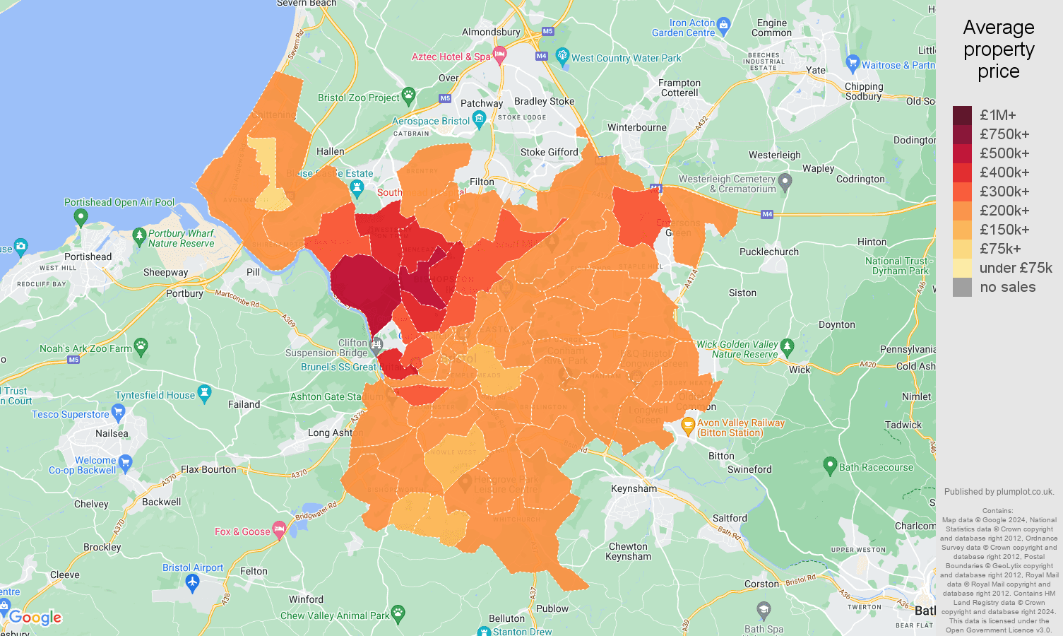 Bristol house prices map