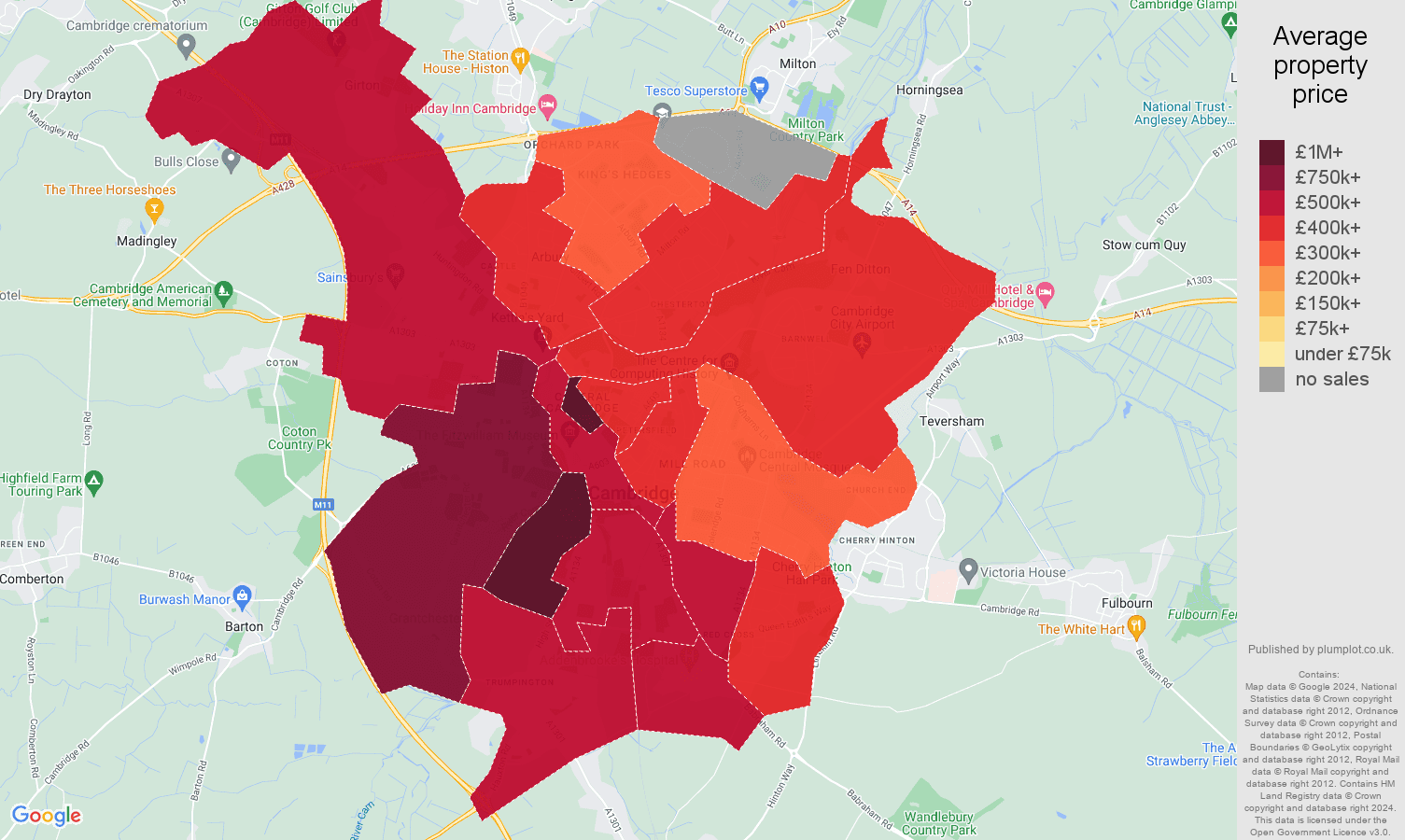 Cambridge house prices map