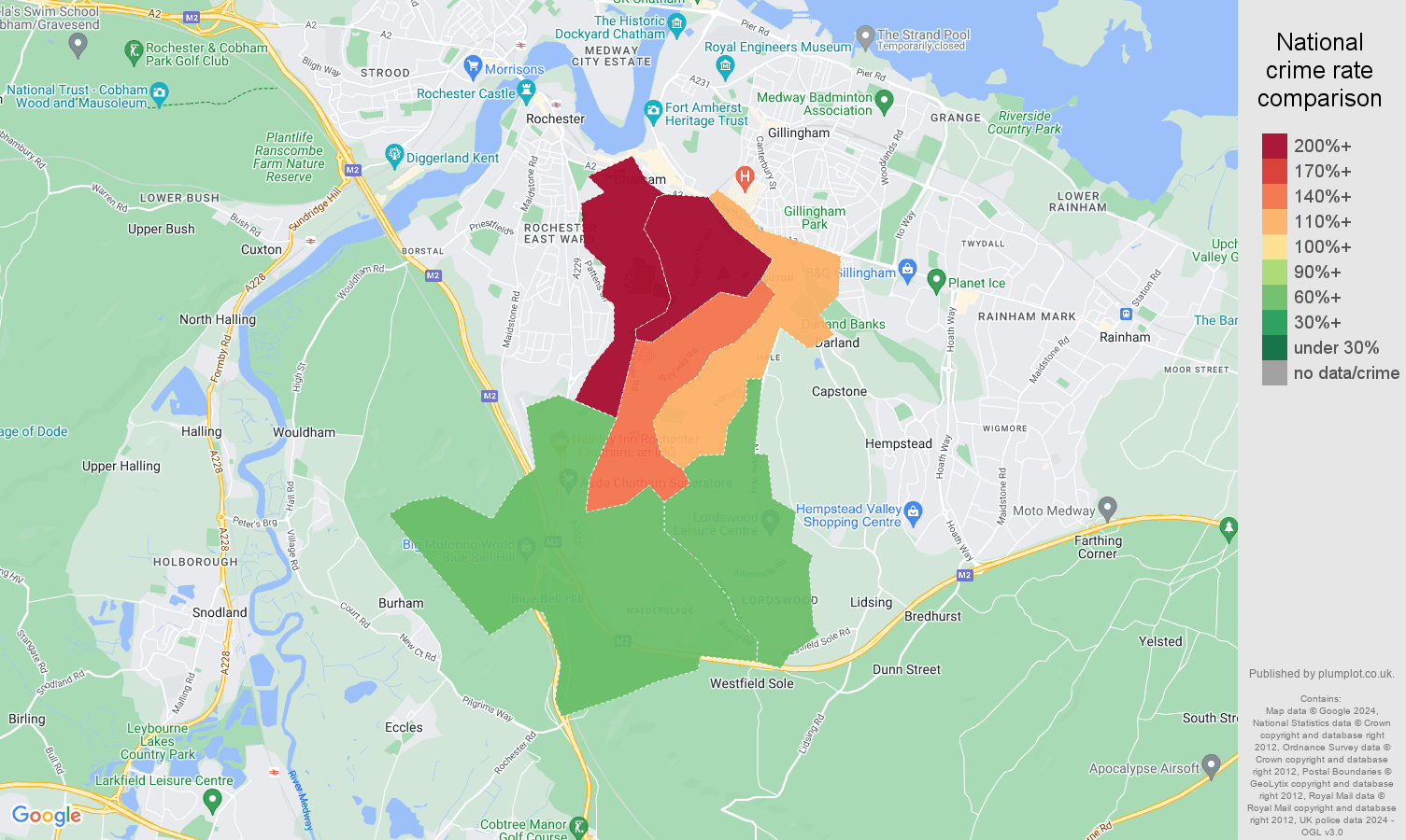 Chatham crime rate comparison map