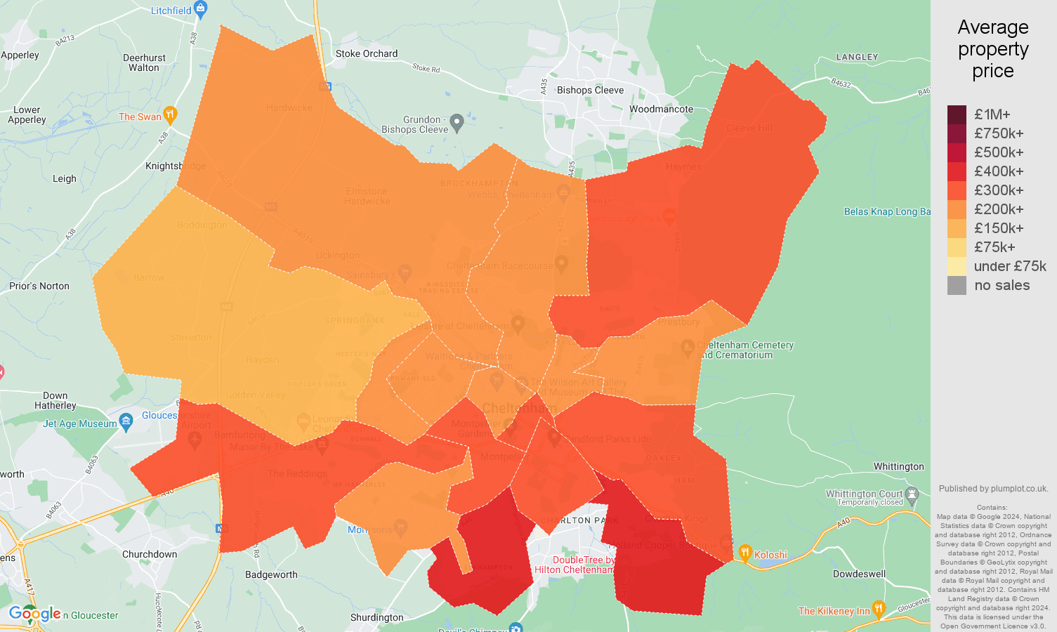 Cheltenham house prices map