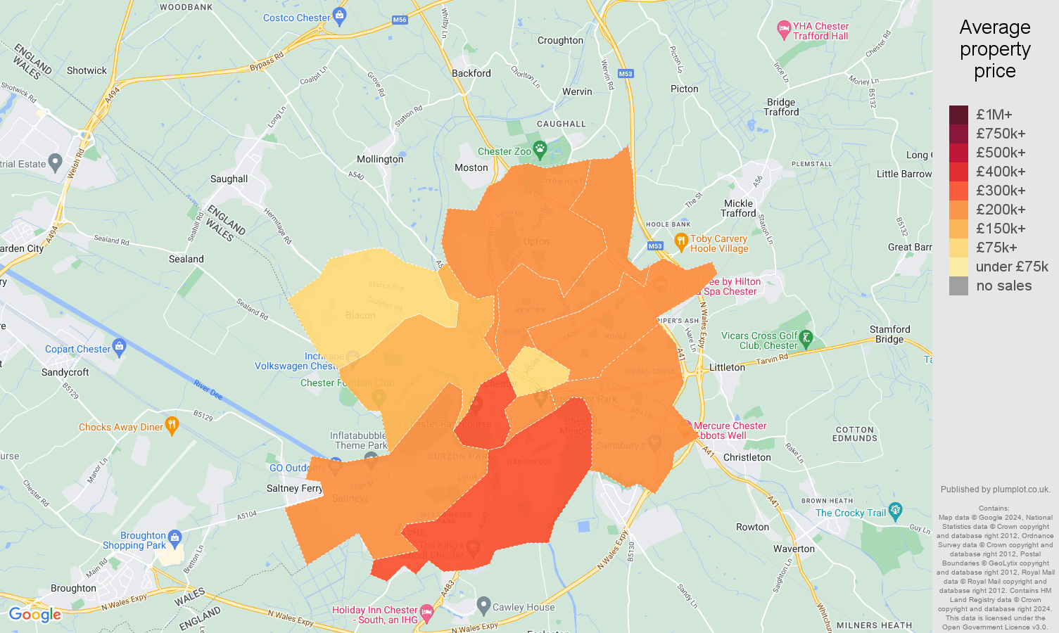 Chester house prices map