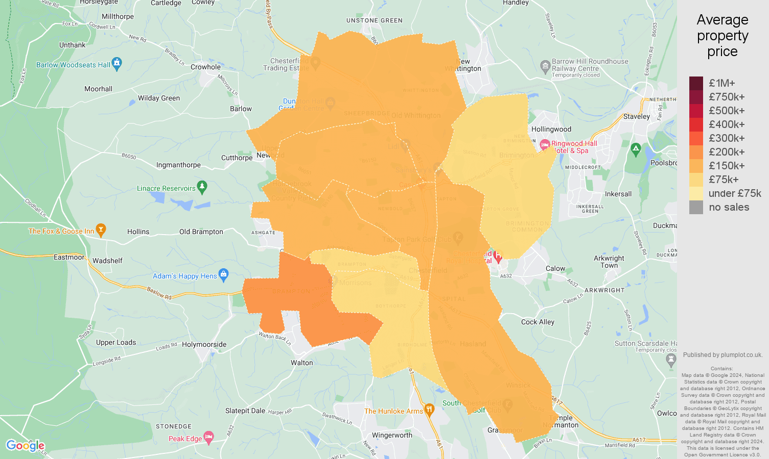 Chesterfield house prices map