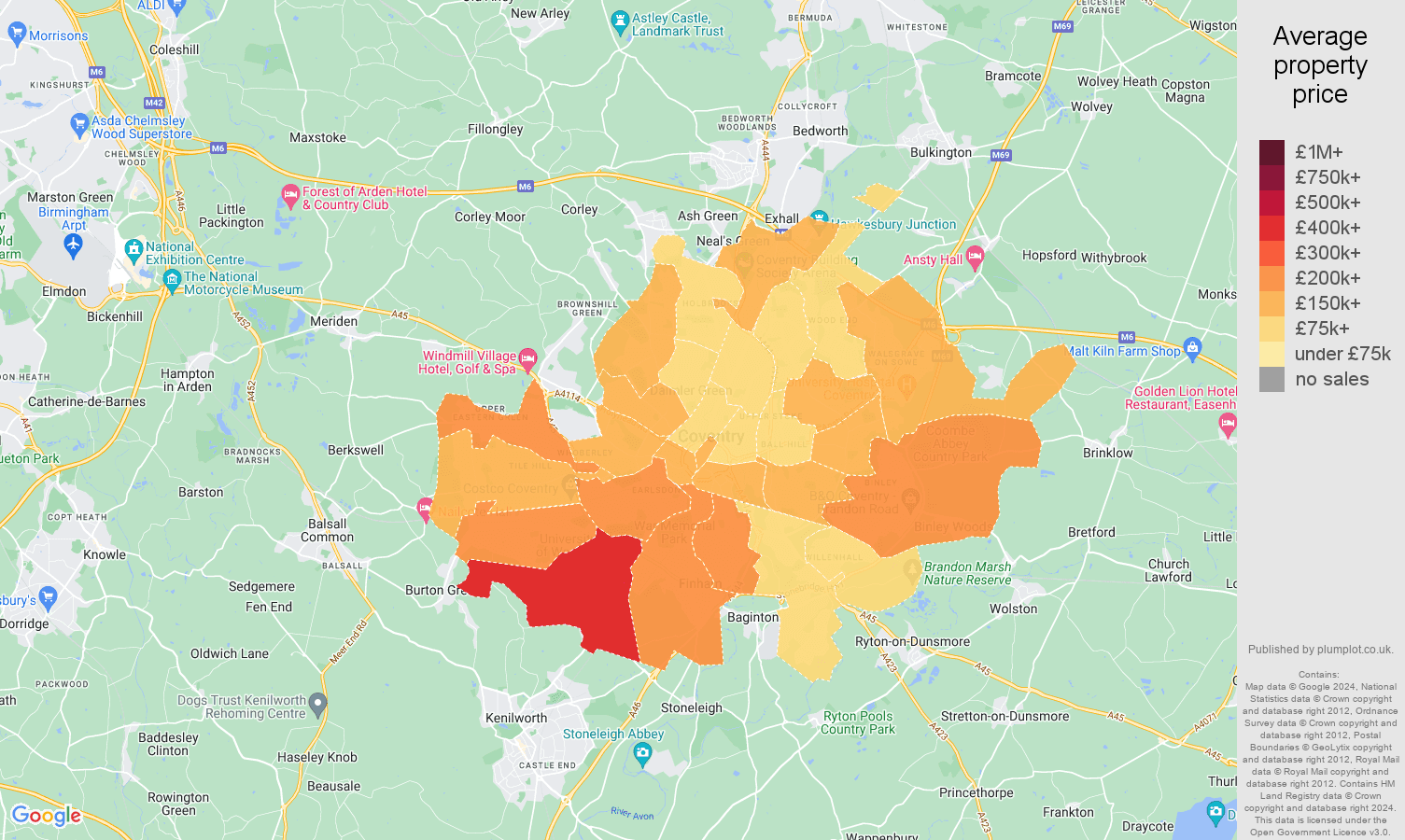 Coventry house prices map