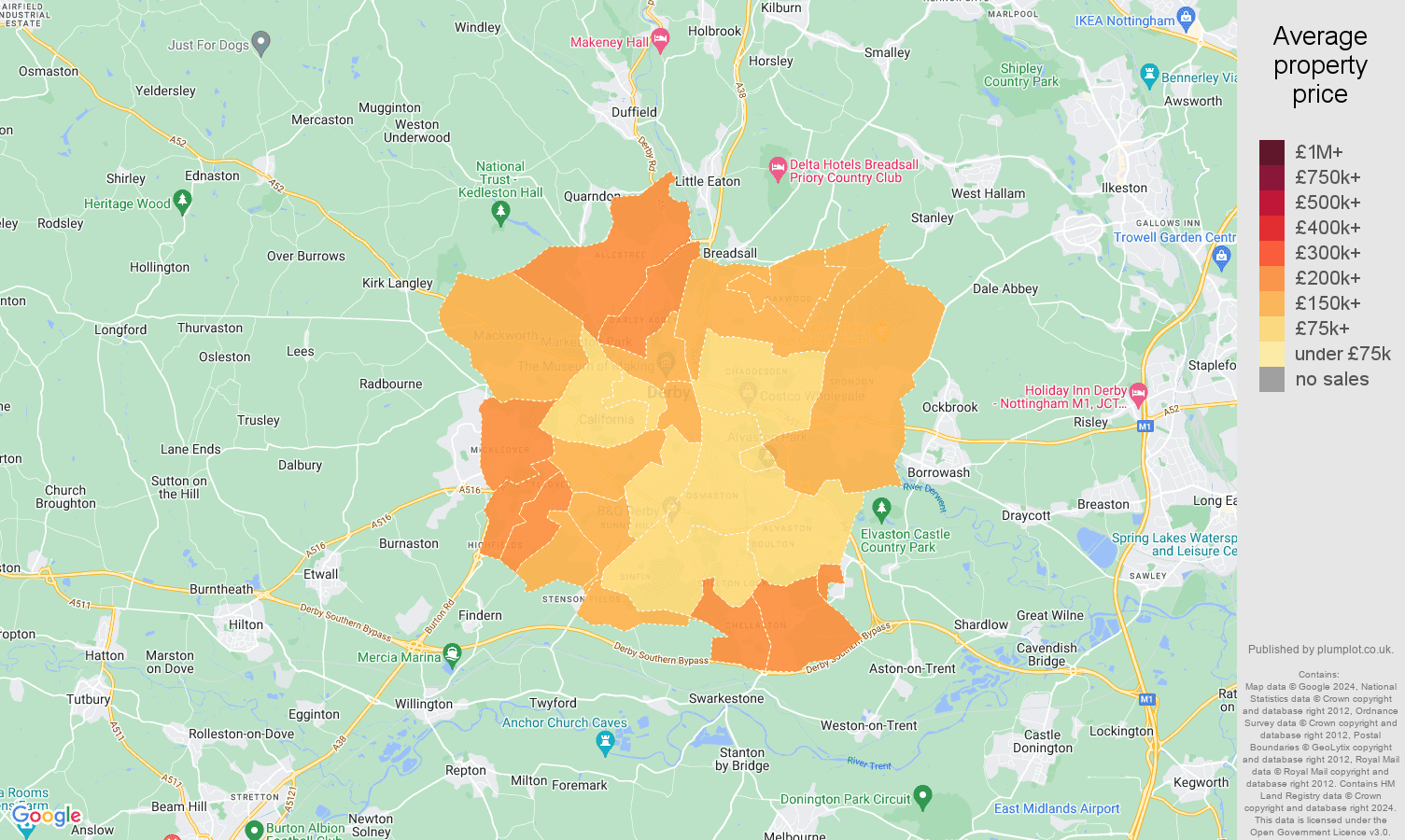 Derby house prices map