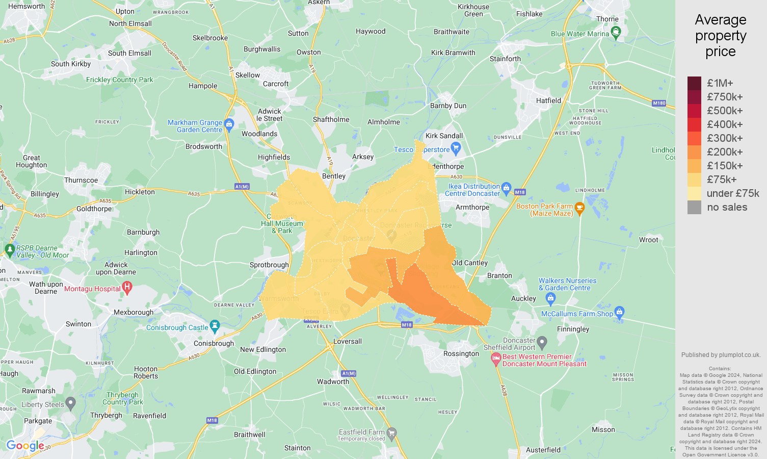 Doncaster house prices map