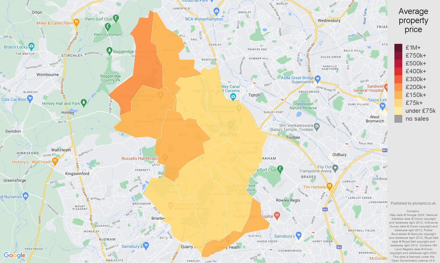 Dudley house prices map