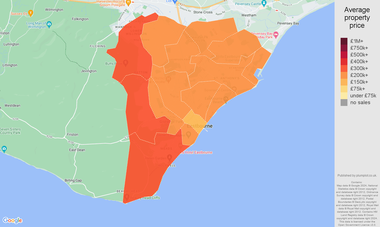 Eastbourne house prices map