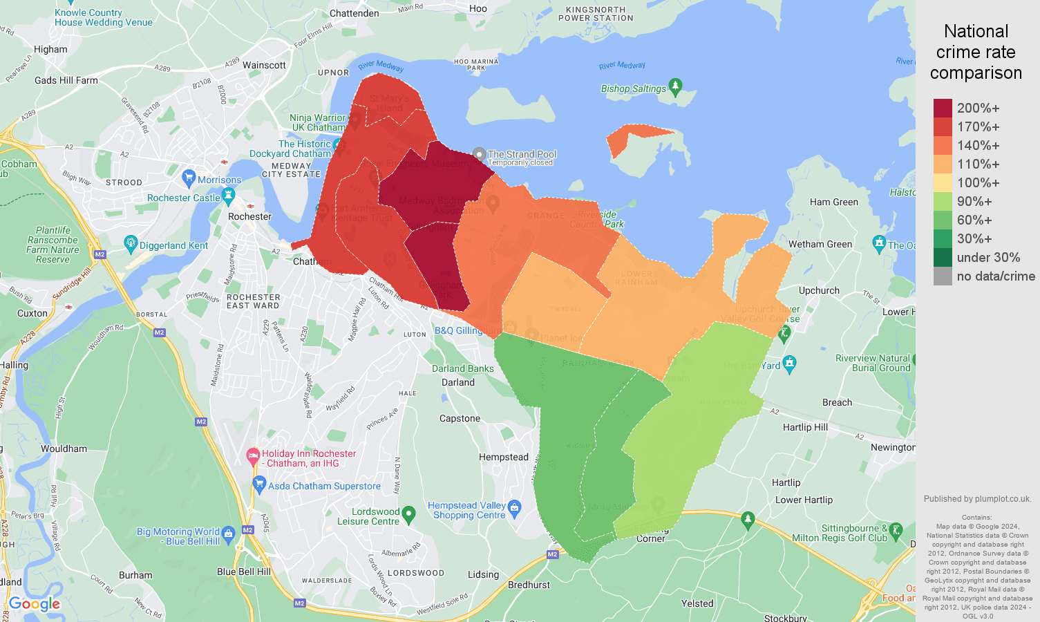 Gillingham crime rate comparison map