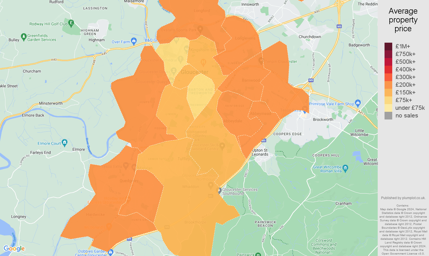 Gloucester house prices map