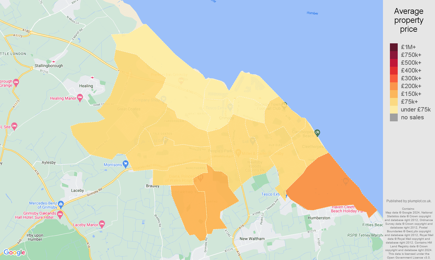 Grimsby house prices map