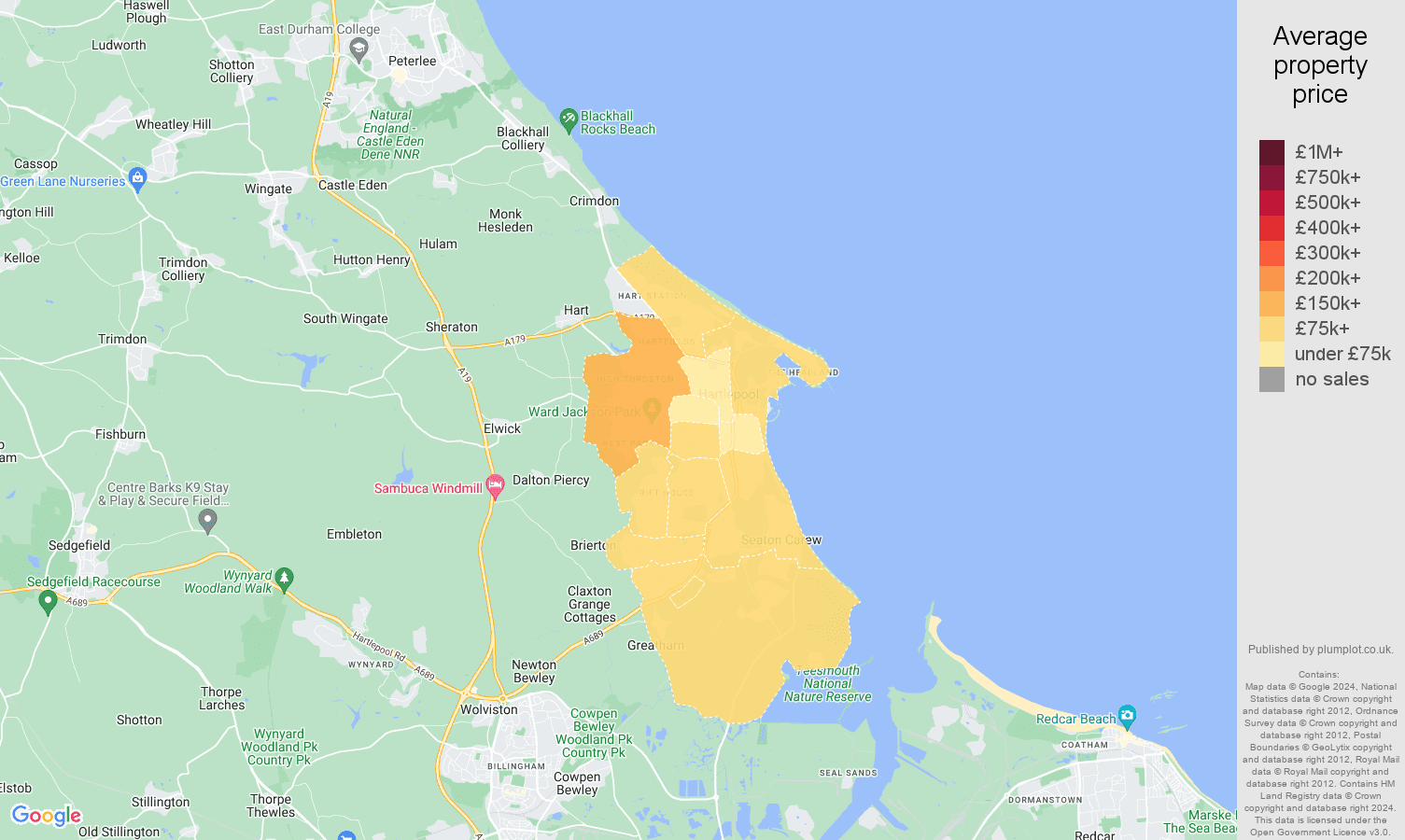 Hartlepool house prices map