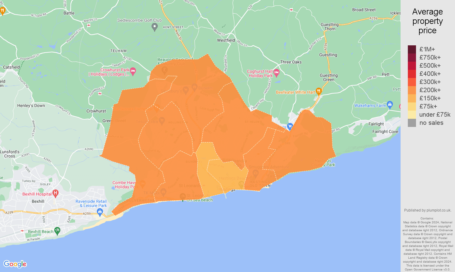 Hastings house prices map