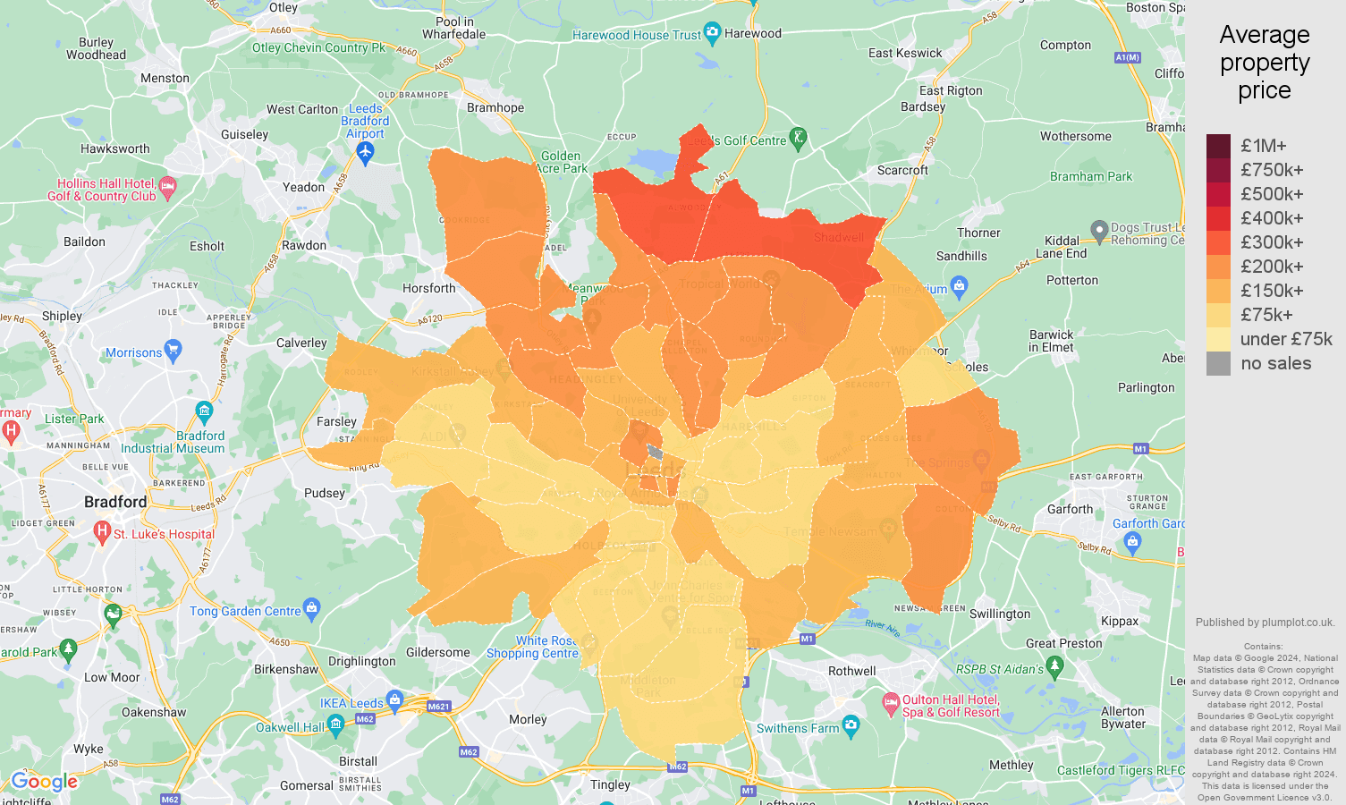 Leeds house prices map