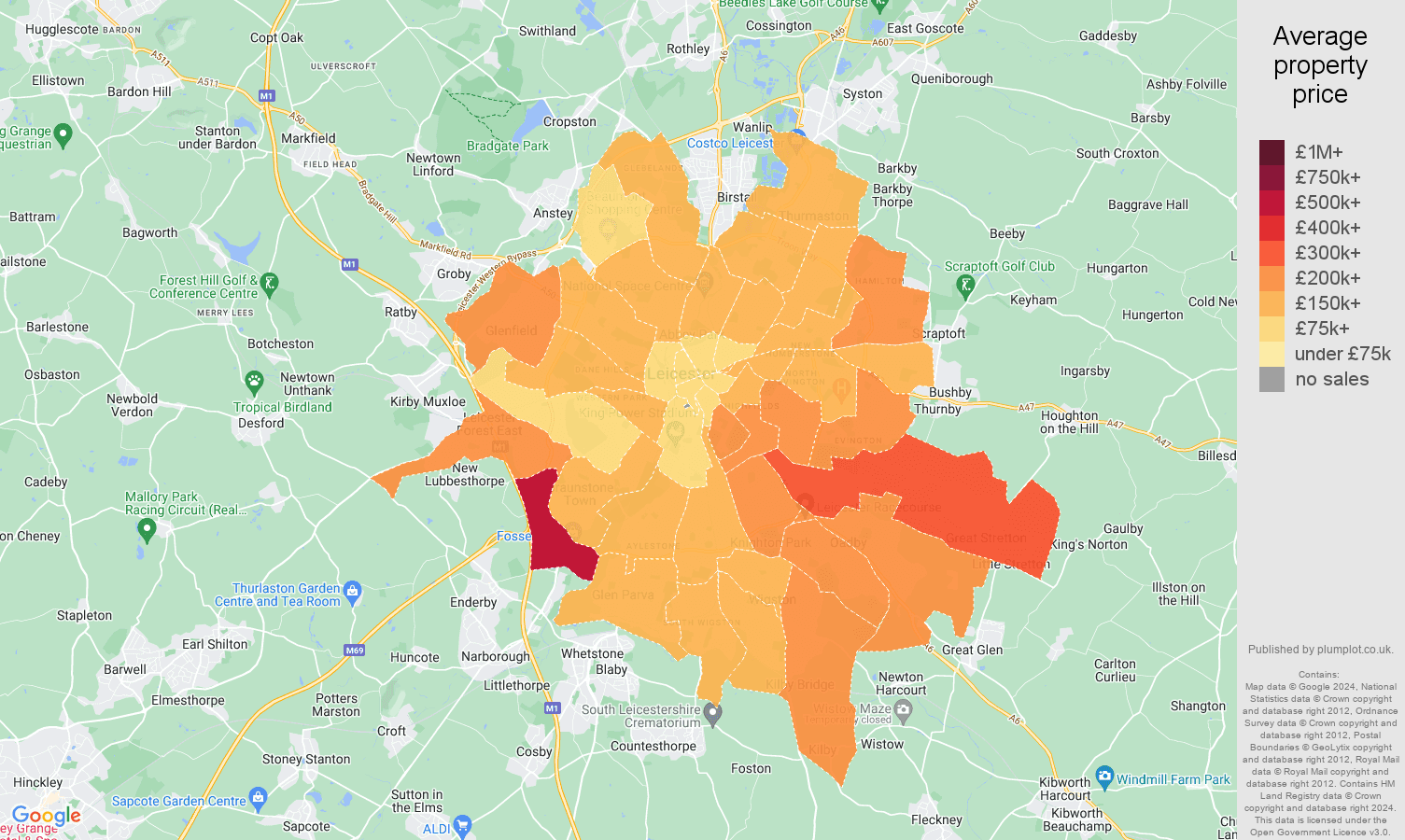 Leicester house prices map