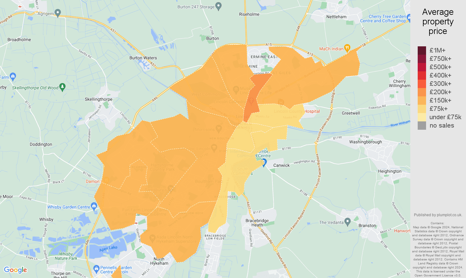 Lincoln house prices map