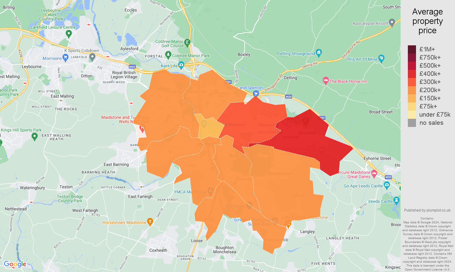 Maidstone house prices map