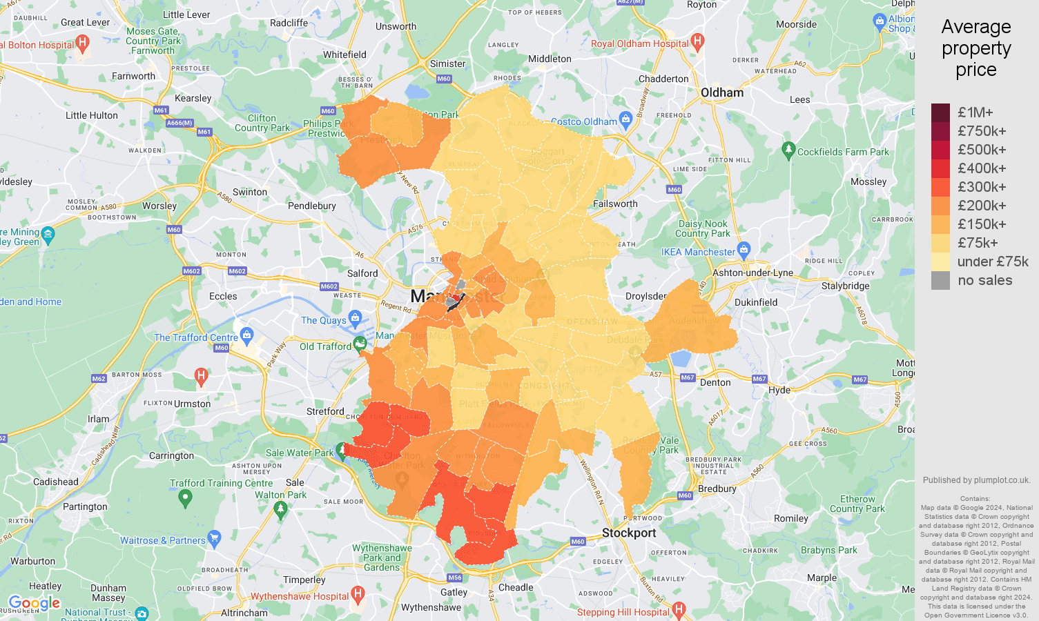 Manchester house prices map