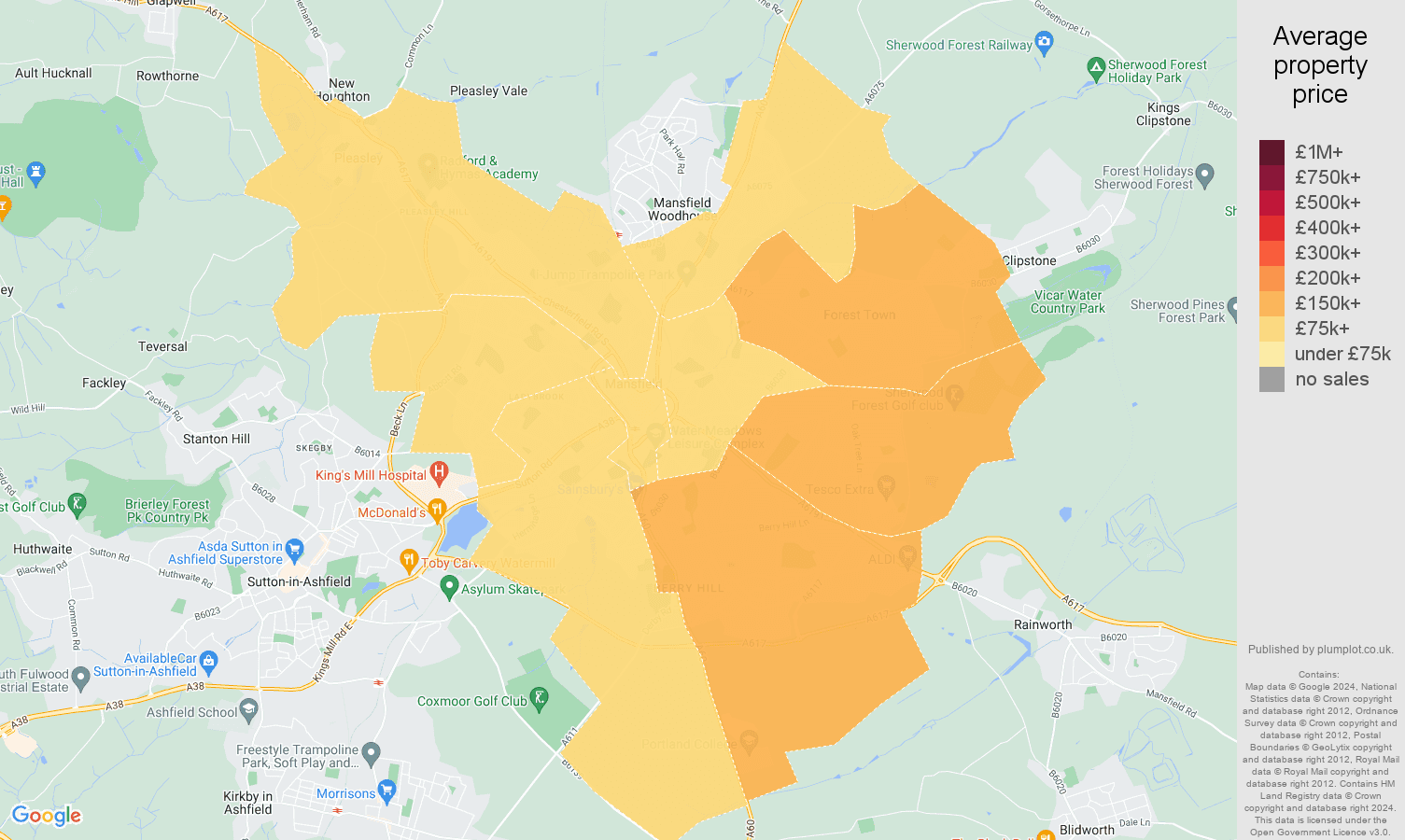 Mansfield house prices map