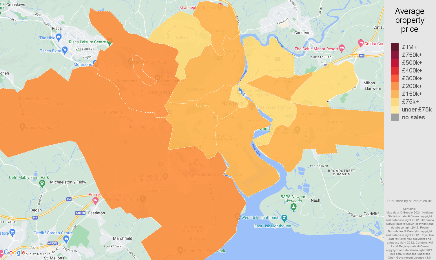 Newport house prices map