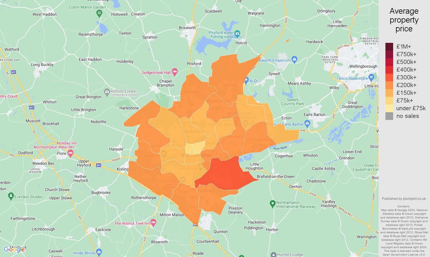 Northampton house prices map