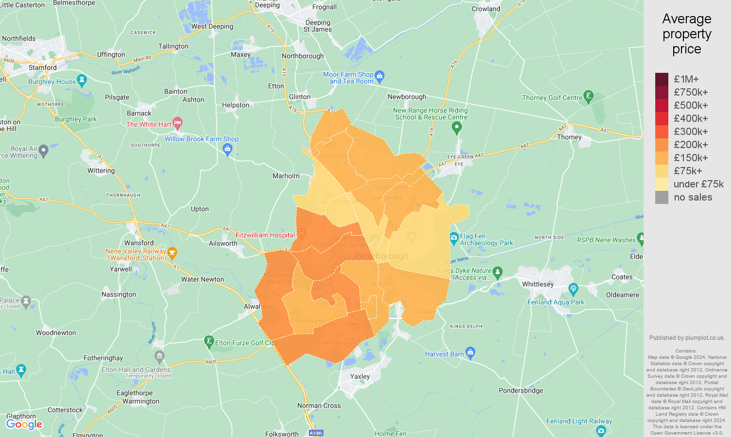 Peterborough house prices map