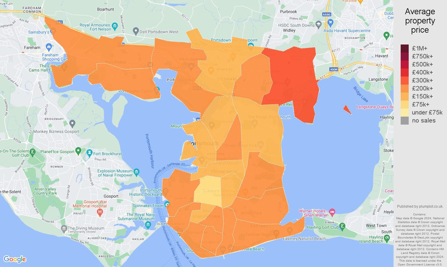 Portsmouth house prices map