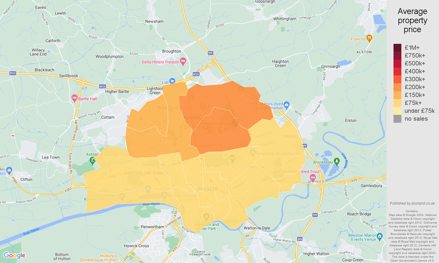 Preston house prices map